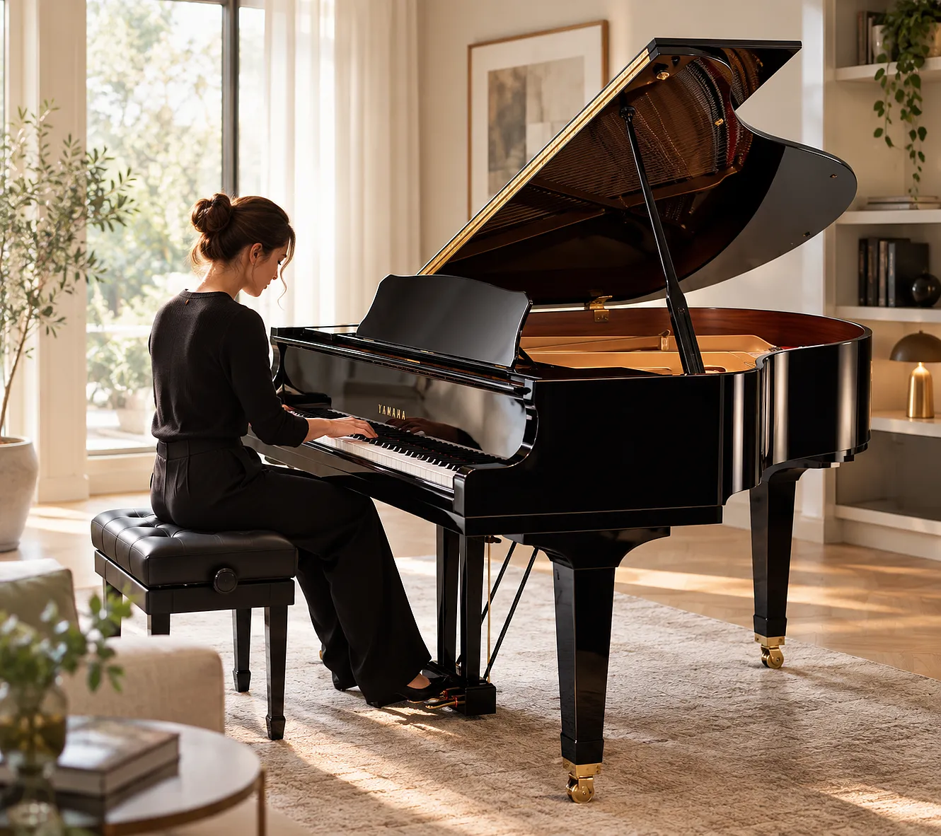 Frau am Yamaha GB1 Flügel
